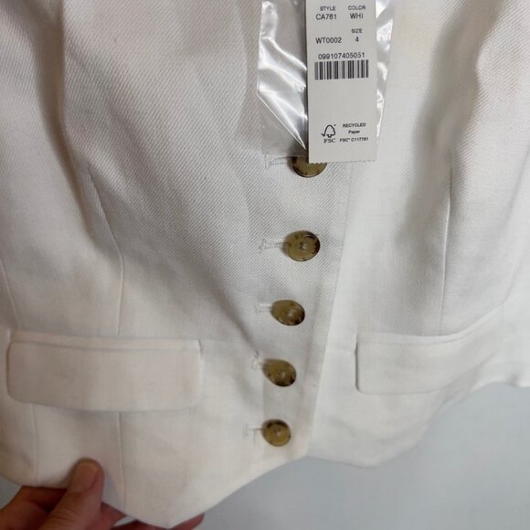 J.Crew Womens Classic Vest Stretch Linen Blend White Size 4 CA761 - Picture 6 of 9